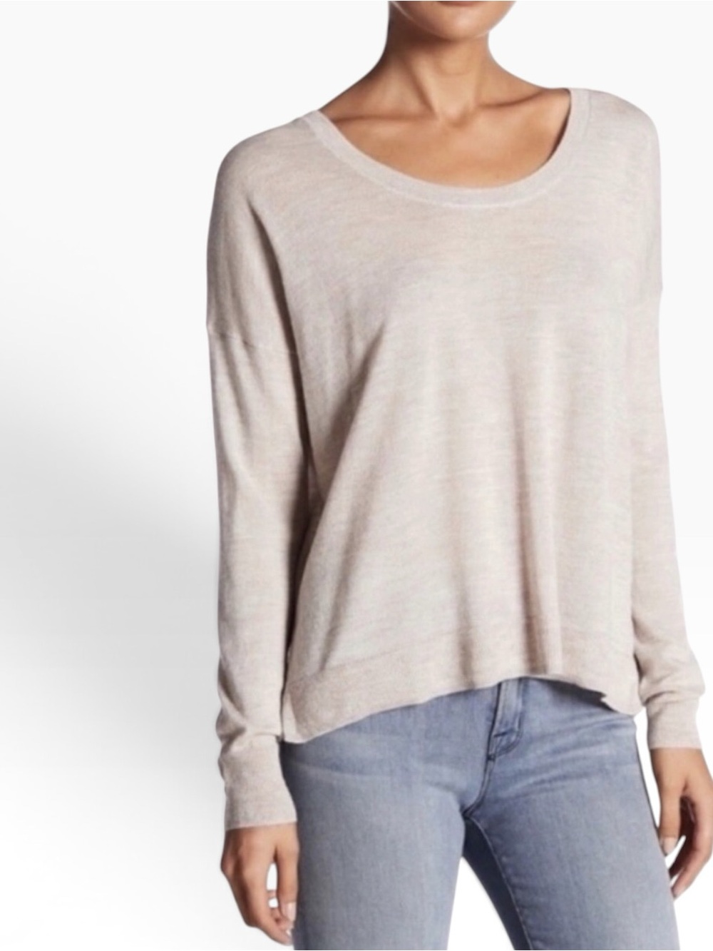 Madewell Northstar Merino Wool Pullover Sweater Taupe Beige High-Low